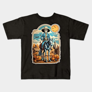 Old west Halloween cowboy skeleton Kids T-Shirt